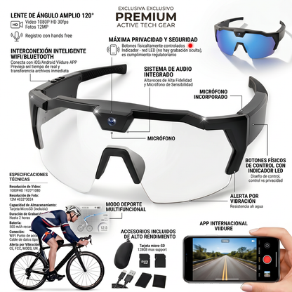 Gafas Inteligentes con Bluetooth y Cámara para Ciclismo