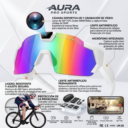Gafas Inteligentes con Bluetooth y Cámara para Ciclismo