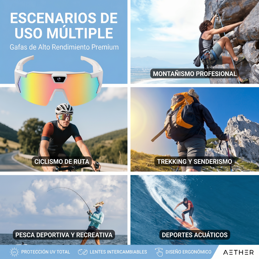 Gafas Inteligentes con Bluetooth y Cámara para Ciclismo