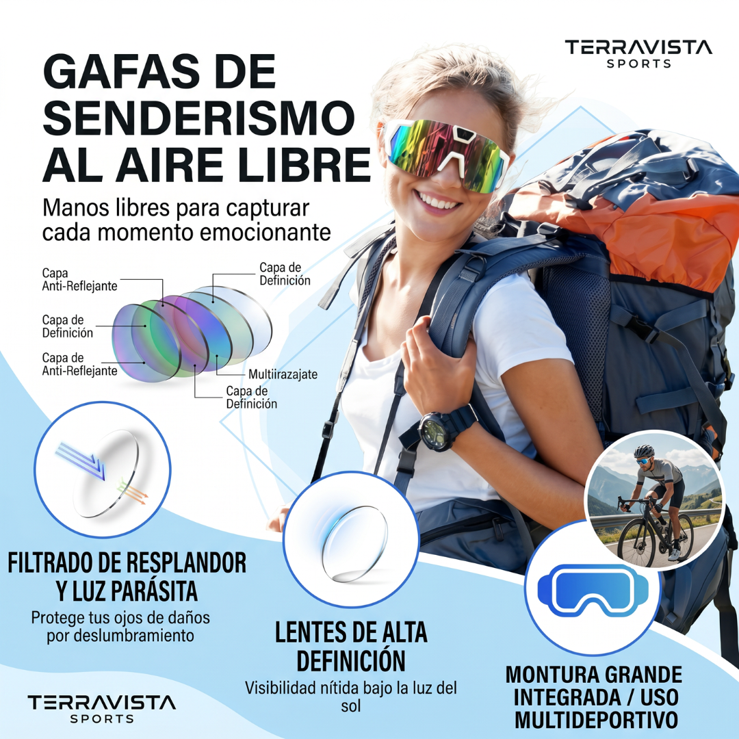 Gafas Inteligentes con Bluetooth y Cámara para Ciclismo
