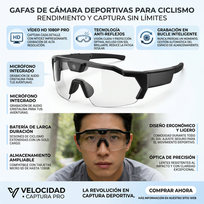 Gafas Inteligentes con Bluetooth y Cámara para Ciclismo