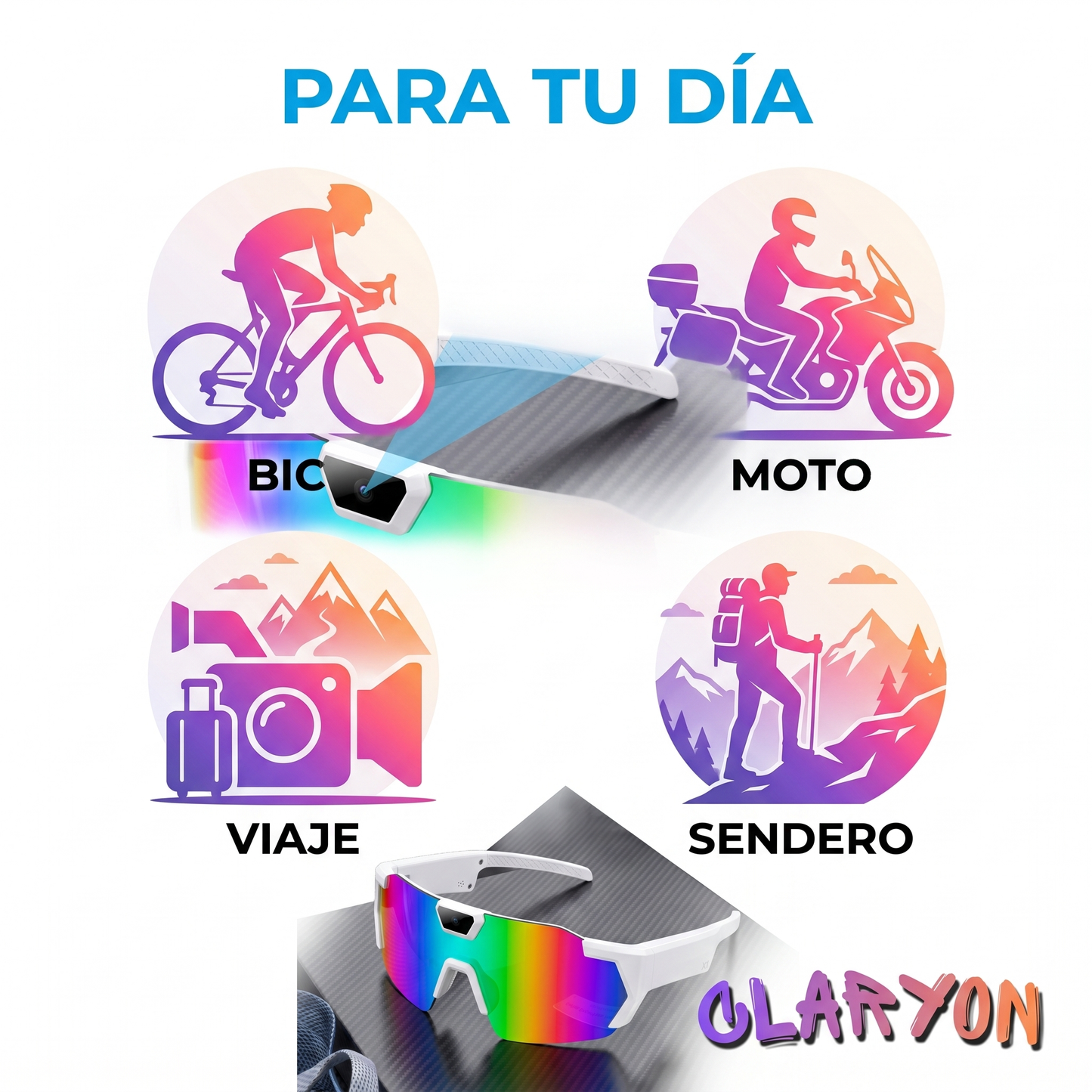 Gafas Inteligentes con Bluetooth y Cámara para Ciclismo